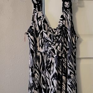 Long, white,blue and black dress